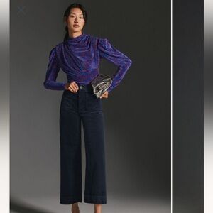 Colette 33P blue courdoroy cropped pants